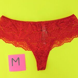 Victoria's Secret Dream Angels Red Size M Wide Sides Luxe Lace Thong Panty